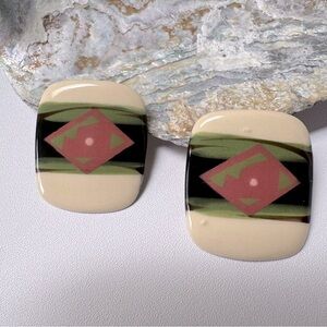 Geometric Western Style Porcelain Earrings